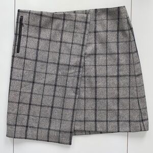 LILA Rose Plaid Wool Blend Asymmetrical Hem Skirt Size 4